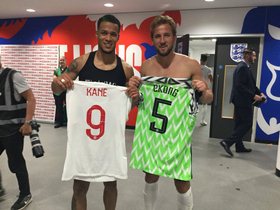  England Skipper Harry Kane Highlights Nigeria Quality, Exchanges Jerseys With Ekong