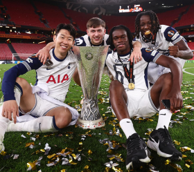 Winners medals: Nigerian teenagers pictured with Spurs captain after Europa League triumph 