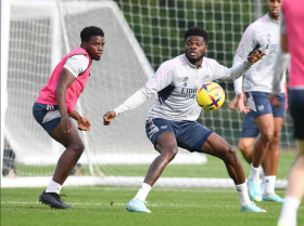 Nigeria-eligible duo take part in Arsenal's final training session before trip to Brighton 