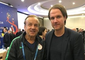   (Photo) Gernot Rohr In Russia, To Announce Roster For Poland & Serbia Friendlies March 7 