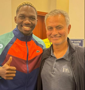 Made in Chelsea: Omeruo poses with Mourinho during Kasimpasa's league game against Fenerbahce 