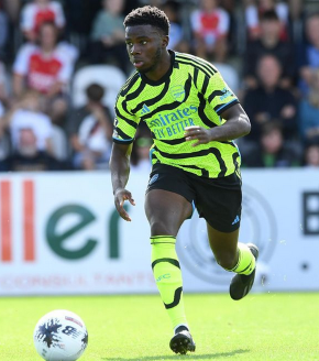 Butler-Oyedeji: Tri-national striker trains with Arsenal first team at Emirates Stadium pre-Man City