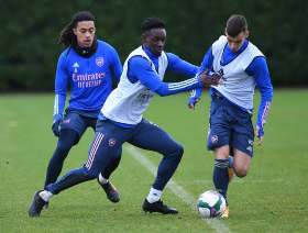 Photo : Two Nigeria-Eligible Youngsters Involved In Arsenal Final Training Session Pre-Man City