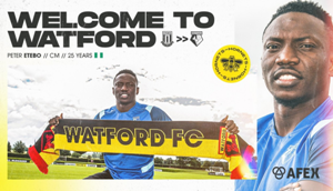 Official : Watford confirm signing of Stoke City's Nigeria star on loan with option to buy