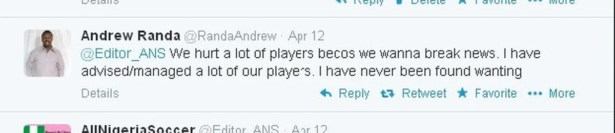 SuperSport Employs Agents, Players Managers As Writers, Andrew Randa Confesses
