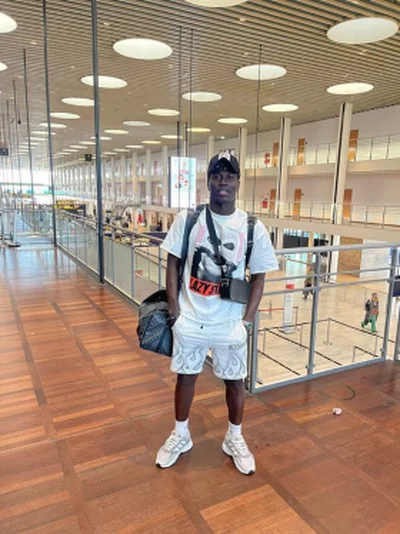 Snapped : Swedish-based CB on his way to Nigeria's capital to link up with Flying EaglesÂ 