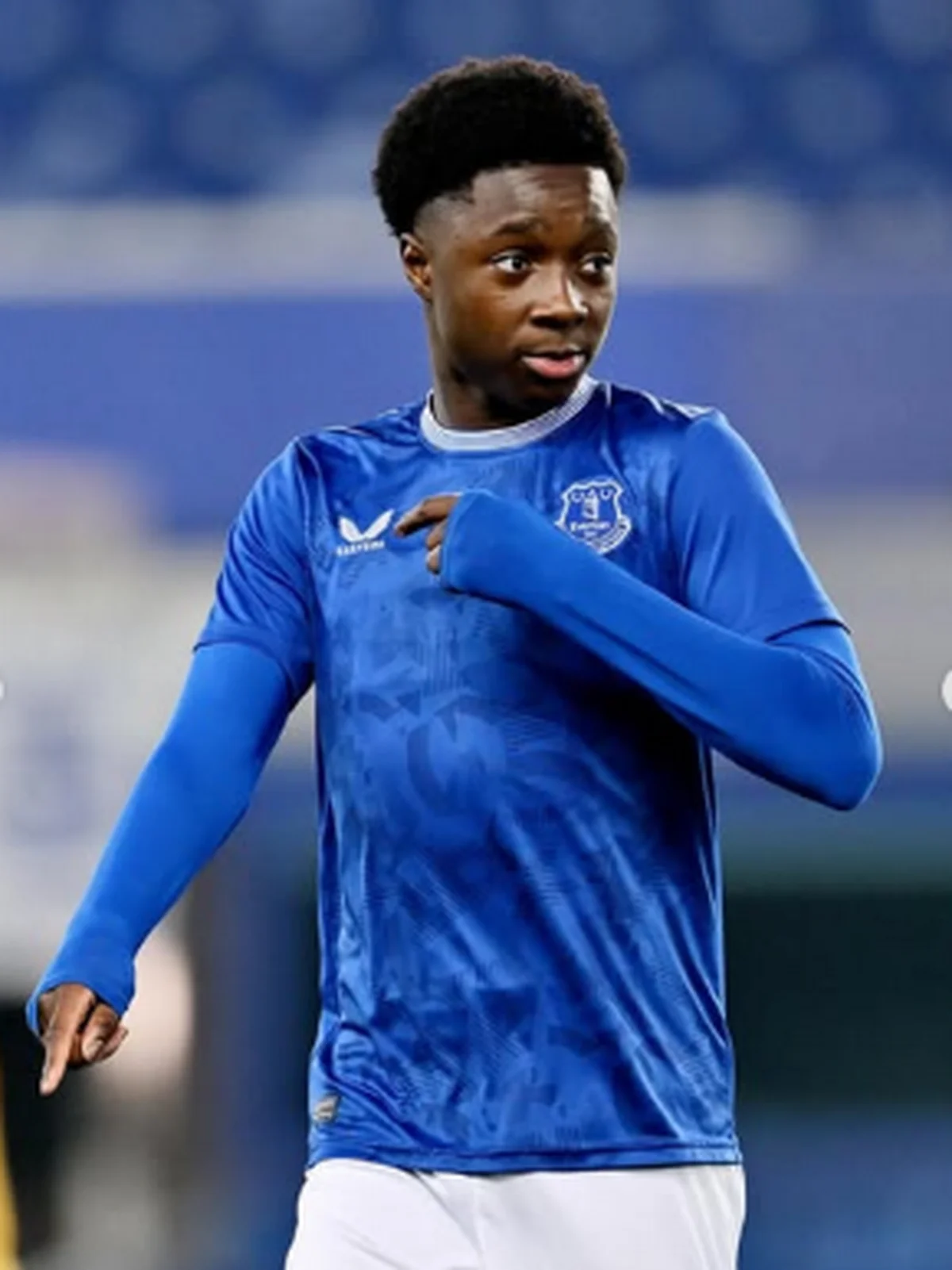 History-maker: Nigerian midfielder becomes first footballer to kick a ball at Everton's new stadium