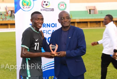 Flying Eagles number 11 picks up Man of the Match award after starring vs Ghana