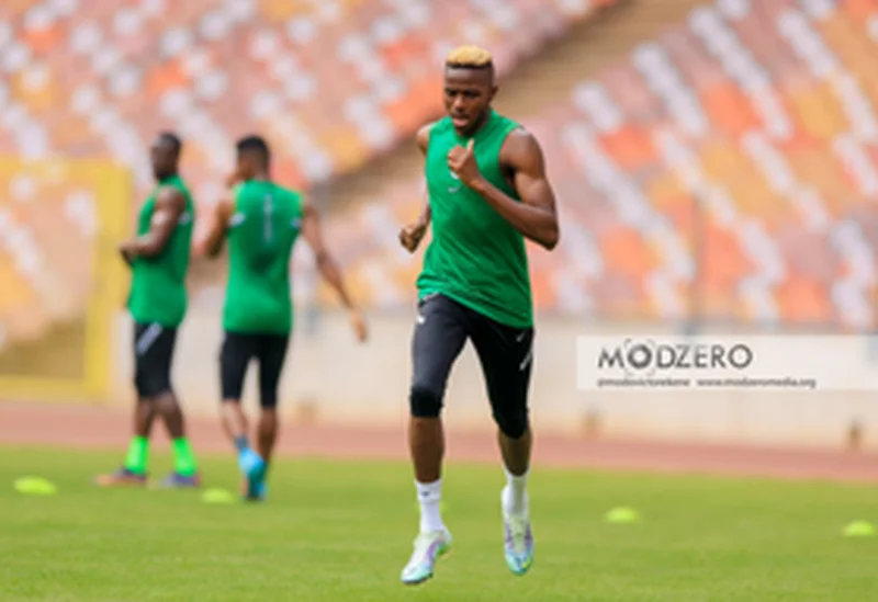 Osimhen teaches Balogun a lesson Super Eagles final workout in Abuja; Napoli striker unplayable 