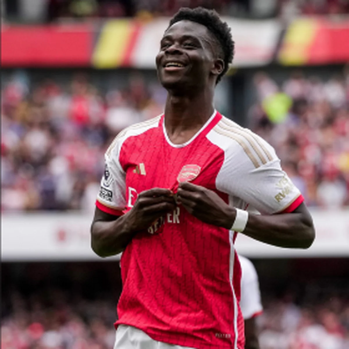 Photos: Lagos State GovernorÂ Sanwo-Olu excited to host his favourite Arsenal player Saka