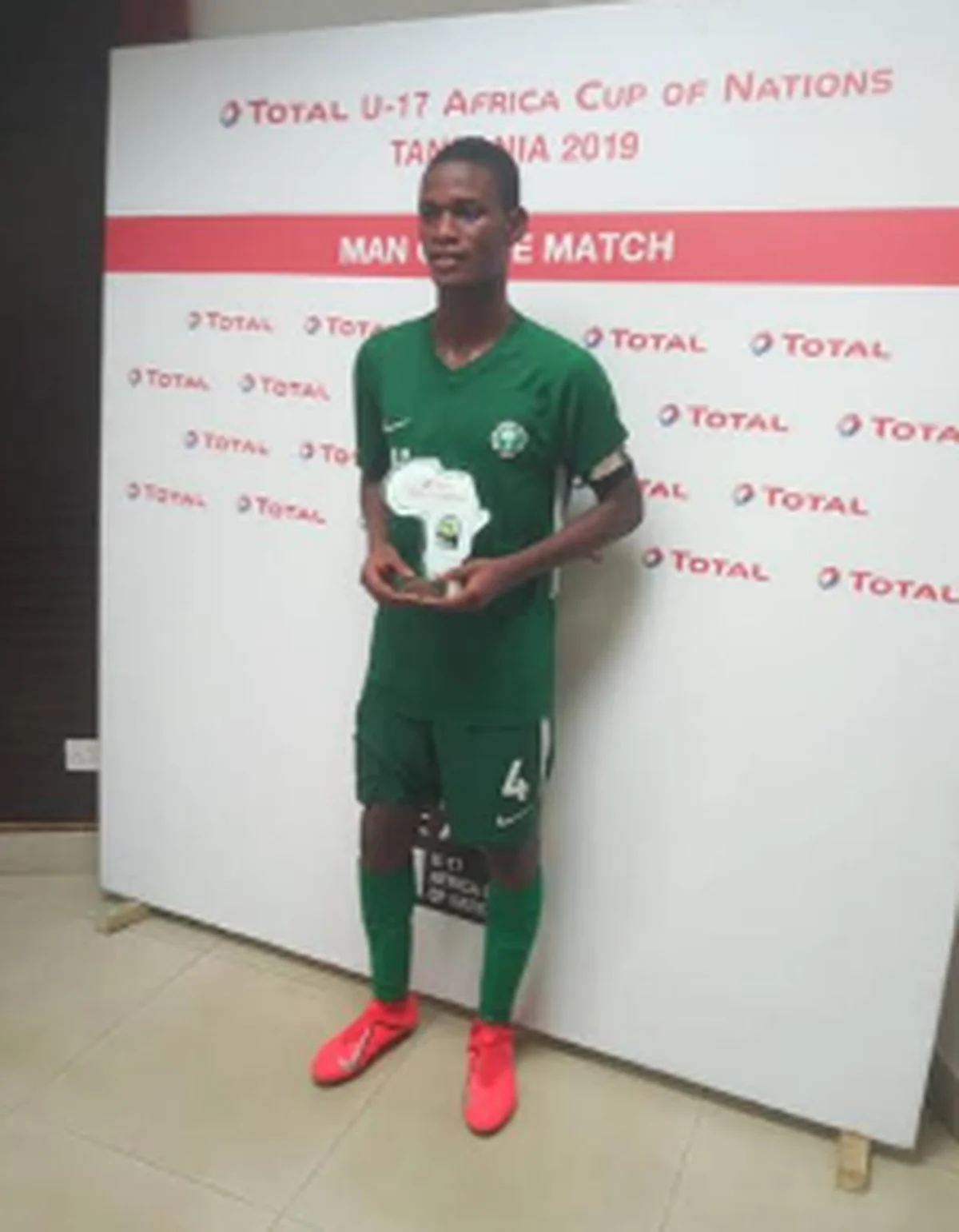 Photo : Golden Eaglets Captain Tijani Scoops CAF's Man Of The Match Award  