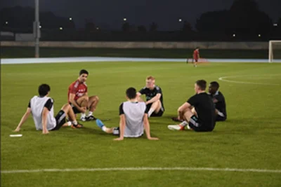 Arteta pictured talking to 19yo Nigeria-eligible CB during Arsenal training session in Dubai 
