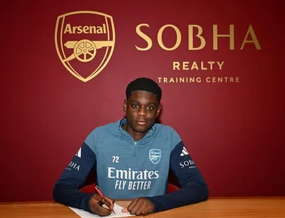 Days after signing new deal, 18yo Nigerian midfielder makes official debut for Arsenal in win v Kairat Almaty